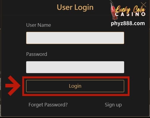 3. Pagkatapos ipasok ang iyong mga kredensyal sa pag-log in, i-click ang "Login" na buton upang ipasok ang iyong Lucky Cola account.